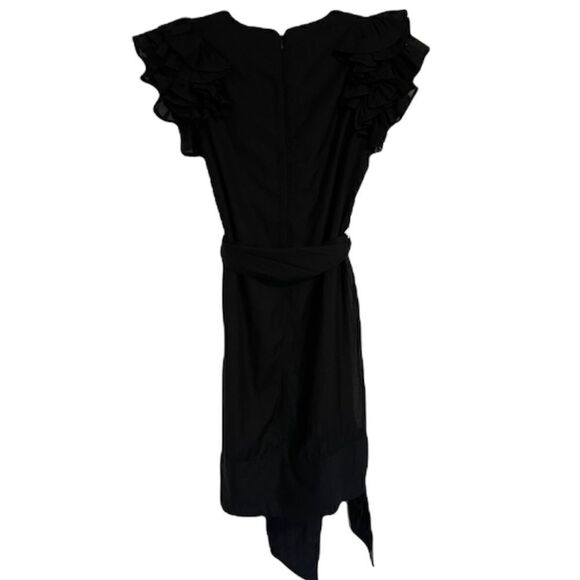 French Connection Candy Stripe Fril Sleeve Dress in Black - Picture 9 of 9